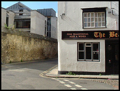 ugly blocks next to historic pub