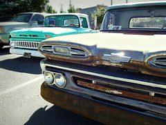 1963 (left) and 1961 Chevy trucks