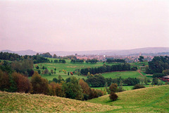 Looking over Westwood Golf Club towards Leek, from Ladderedge Country Park. (Scan from 1999)