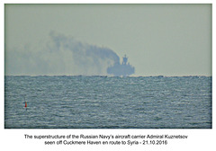 Russian aircraft carrier Admiral Kuznetsov off Cuckmere Haven - 21.10.2016