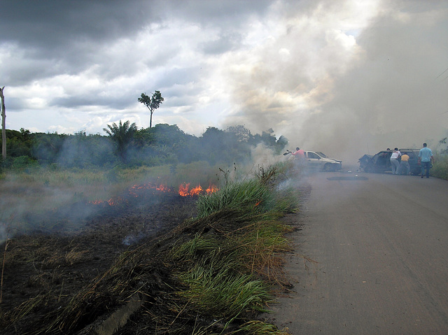 Accident a la ruta trans-amazònica Boa Vista- Manaus. Brasil