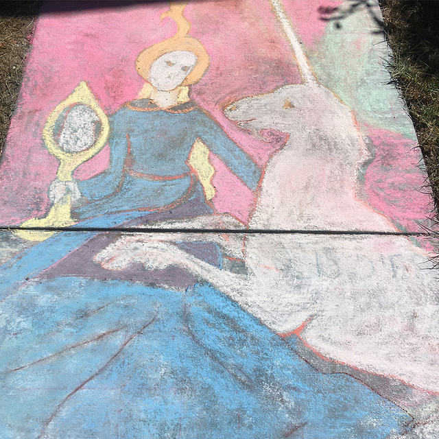 Pandemic chalk: The Lady & The Unicorn 1