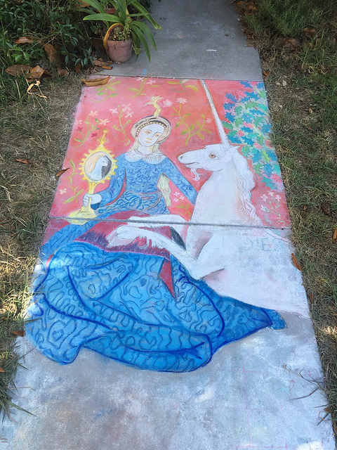 Pandemic chalk: The Lady & The Unicorn 4