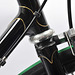 Frame features tapered, very thin lugwork and a flat fork crown