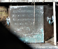 brompton cemetery, london     (164)pious metal plate on end of c19 coffin in catacombs