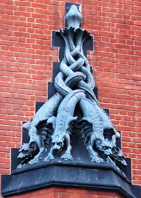 Detail of former house on the corner of Kensington Court, Kensington, London