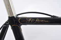 Fast back stays, super thin lugs, and internal cable routing are features of frame..