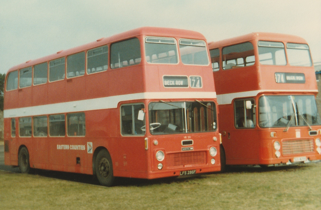 Eastern Counties LFS 286F and TEX 405R  - Mar 1981