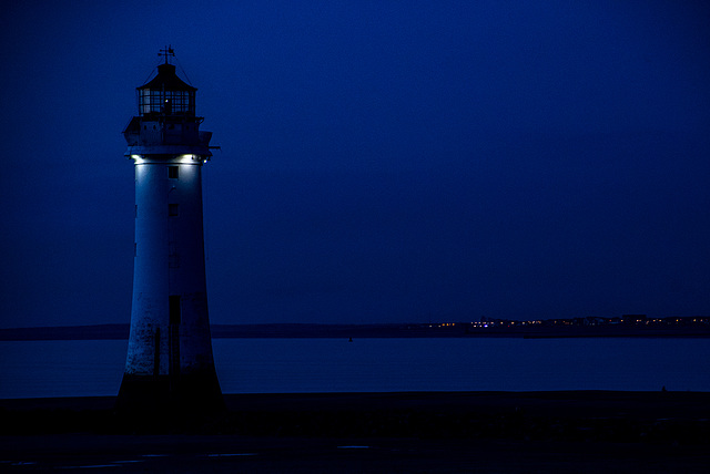 Perch rock lighthouse at night