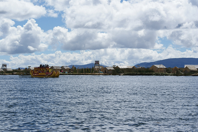 Reed Boat Between The Uros Islands