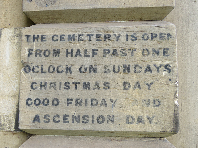 brompton cemetery, london     (4)painted access inscription on north gateway