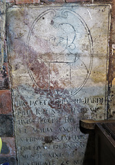 morley church, derbs; c17 incised tomb slab of richard harpur