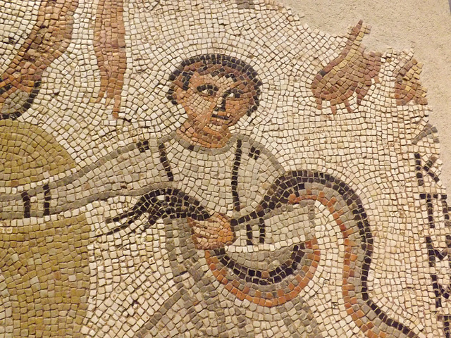 Detail of the Young Boy Playing with Serpents Mosaic in the Louvre, June 2013