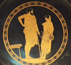 Detail of a Kylix with a Boy Holding a Lyre by Douris in the Getty Villa, June 2016