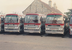 Morley’s Grey Coaches UNK 495M, SRA 490M and OOD 381M at West Row – 12 Sep 1985 (26-22)