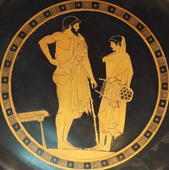 Detail of a Kylix with a Boy Holding a Lyre by Douris in the Getty Villa, June 2016