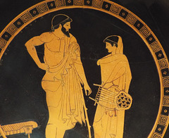 Detail of a Kylix with a Boy Holding a Lyre by Douris in the Getty Villa, June 2016