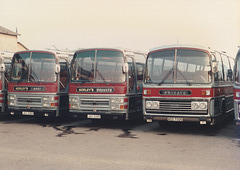Morley’s Grey Coaches JGV 336V, JGV 335V and RGV 700W at West Row – 12 Sep 1985 (26-25)