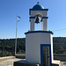 Bell tower and greek flag.
