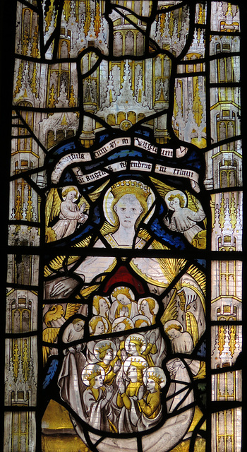 morley church, derbs; mid c15 glass by john thornton; st ursula