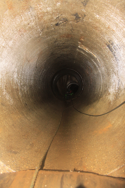 The horizontal pipe to the tunnel