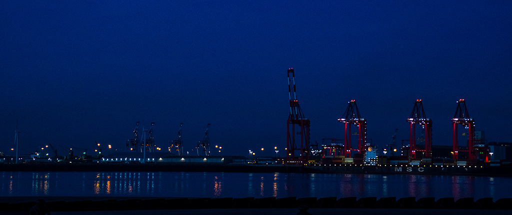 Liverpool docks at night
