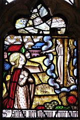 morley church, derbs;  c19 warrington restoration of c15 glass of 1470 from dale abbey