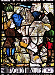 morley church, derbs;  c15 glass of 1470 from dale abbey