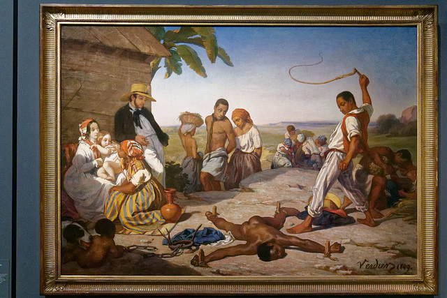 Les esclaves : "Châtiment des quatre piquets" (Marcel Antoine Verdier - 1849)