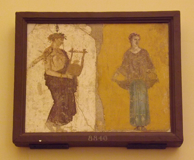 Supplicants and Lyre Player Wall Painting in the Naples Archaeological Museum, June 2013