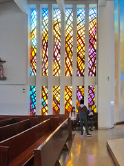 One of the stained glass window in the  Parroquia Santuario Nuestra Señora de Guadalupe