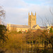 Worcester Cathedral seen from the far bank of the River Severn