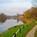 Looking back along the River Severn towards Worcester Bridge from the Worcs and Birmingham Canal