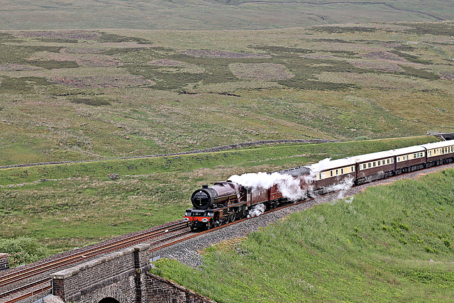 Stanier LMS class 8P Princess 6201 (BR 46201) PRINCESS ELIZABETH at Garsdale with 1Z56 07.04 Coventry - Carlisle Northern Belle 26th June 2021.