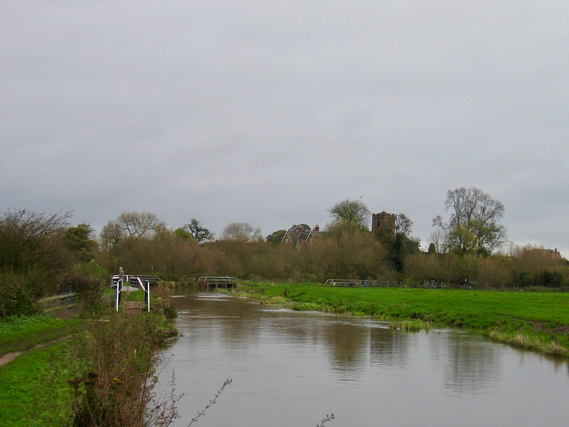 Looking towards Wychnor and the Church of St.Leonard along the Trent and Mersey Canal