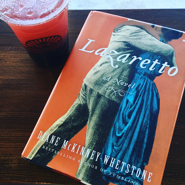 Reading with berry lemonade