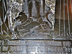 morley church, derbs; brass on c15 tomb of henry stathum +1480;