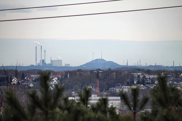 Blick auf die Silhouette von GE-Scholven (Essen-Überruhr) / 10.02.2024