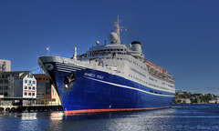 The MS Marco Polo being moored in Kristiansund