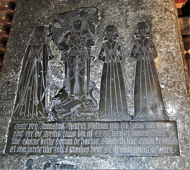 morley church, derbs; brass on c15 tomb of henry stathum +1480