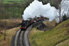 Morning freight for Oxenhope leaves Oakworth and prepares to enter the tunnel.