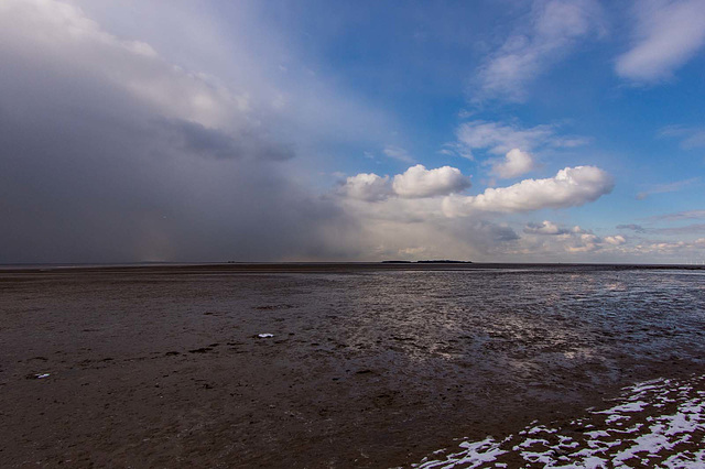 West Kirby beach with Hilbre island in the background