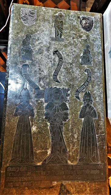 morley church, derbs; brass on c15 tomb of thomas stathum +1470