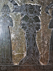 morley church, derbs; brass on c15 tomb of thomas stathum +1470; spoonbill crest