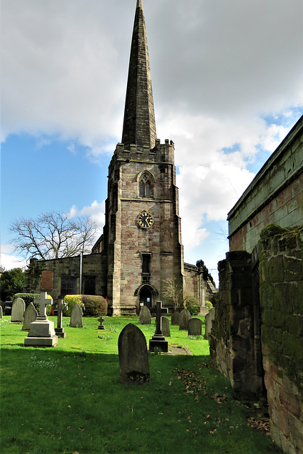morley church, derbs; tower and spire late c14