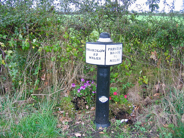 Original Milepost from 1819 on the Trent and Mersey Canal near Wychnor