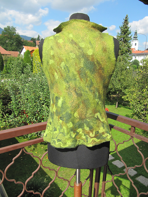 green nuno-felted vest