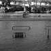 Road and sidewalk are under the water