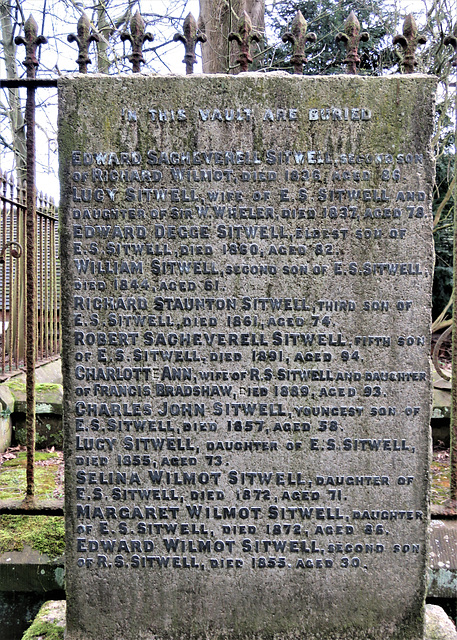 morley church, derbs; c19 sitwell family vault