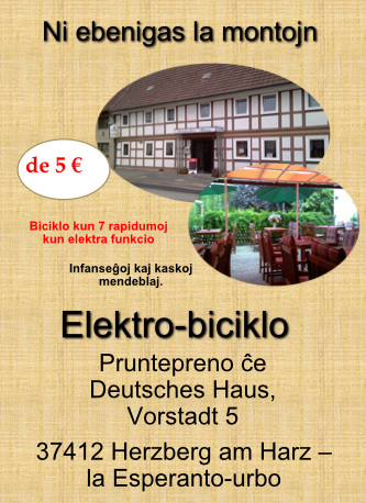 Lupreni elektran biciklon en la Espernto-urbo Herzberg am Harz, Germanio